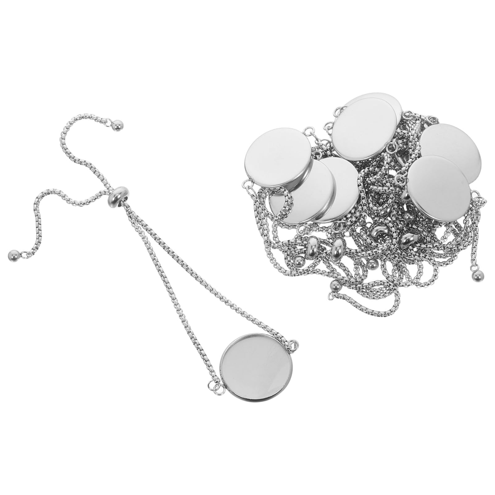 Brazalete Bisel en Blanco Ajustable de Acero Inoxidable 10piezas para DIY Joyas, Estilo Elegante y Sofisticado para Mujeres en Uso Diario