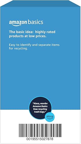 Miniatura 5 de Bolsas de basura Yaxa Basics azules para reciclaje, sin olor, 13 galones, 60 unidades, paquete de 1