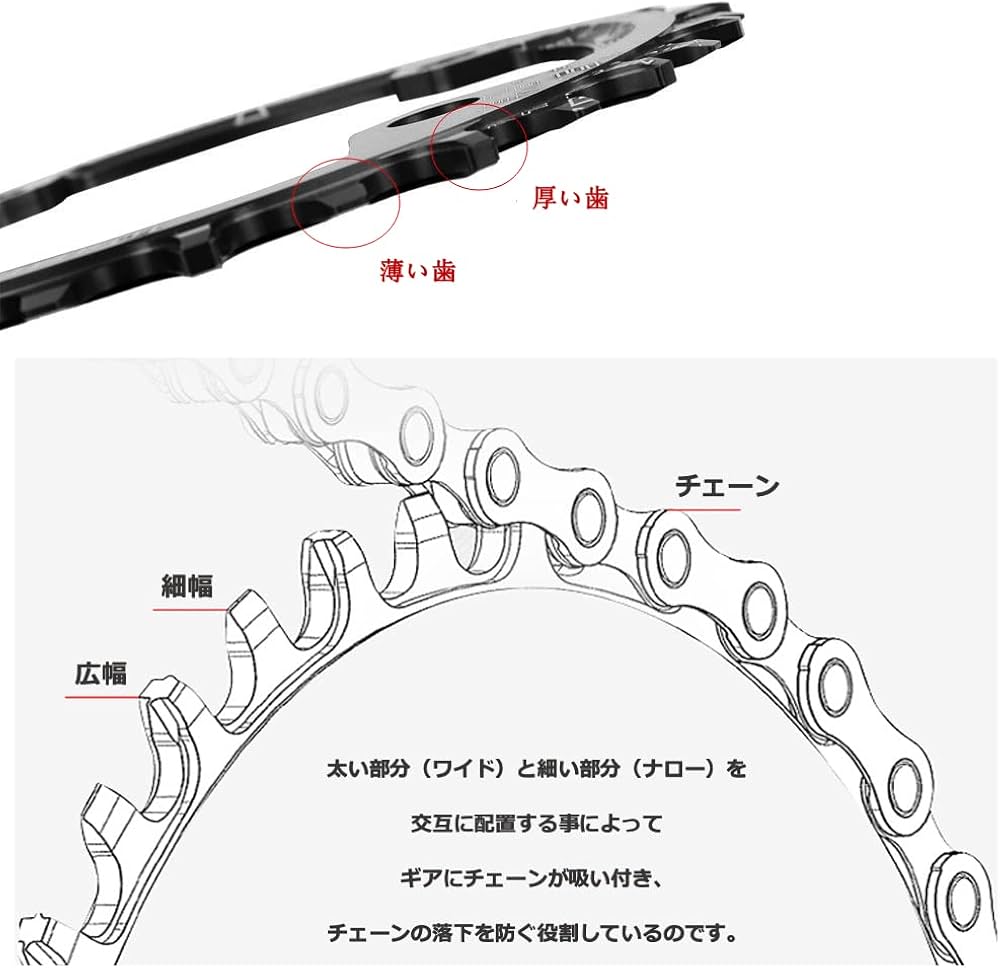 Amazon.co.jp: 自転車チェーンリング 40T 42Tナローワイドチェーン