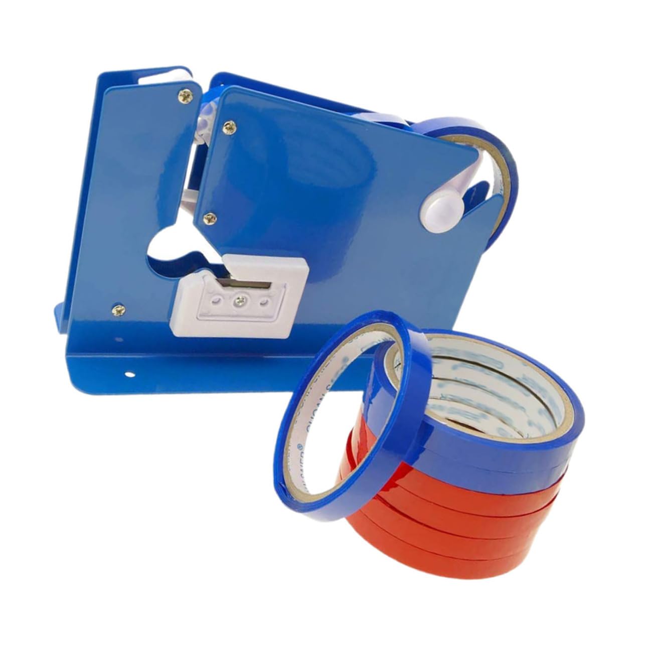 jojofuny Kleiner Beutelverschließgerät 12mm Klebebandabroller Eisen Blau 9 Stück Rustfreie Klinge für Lebensmittelverpackung Supermarkt