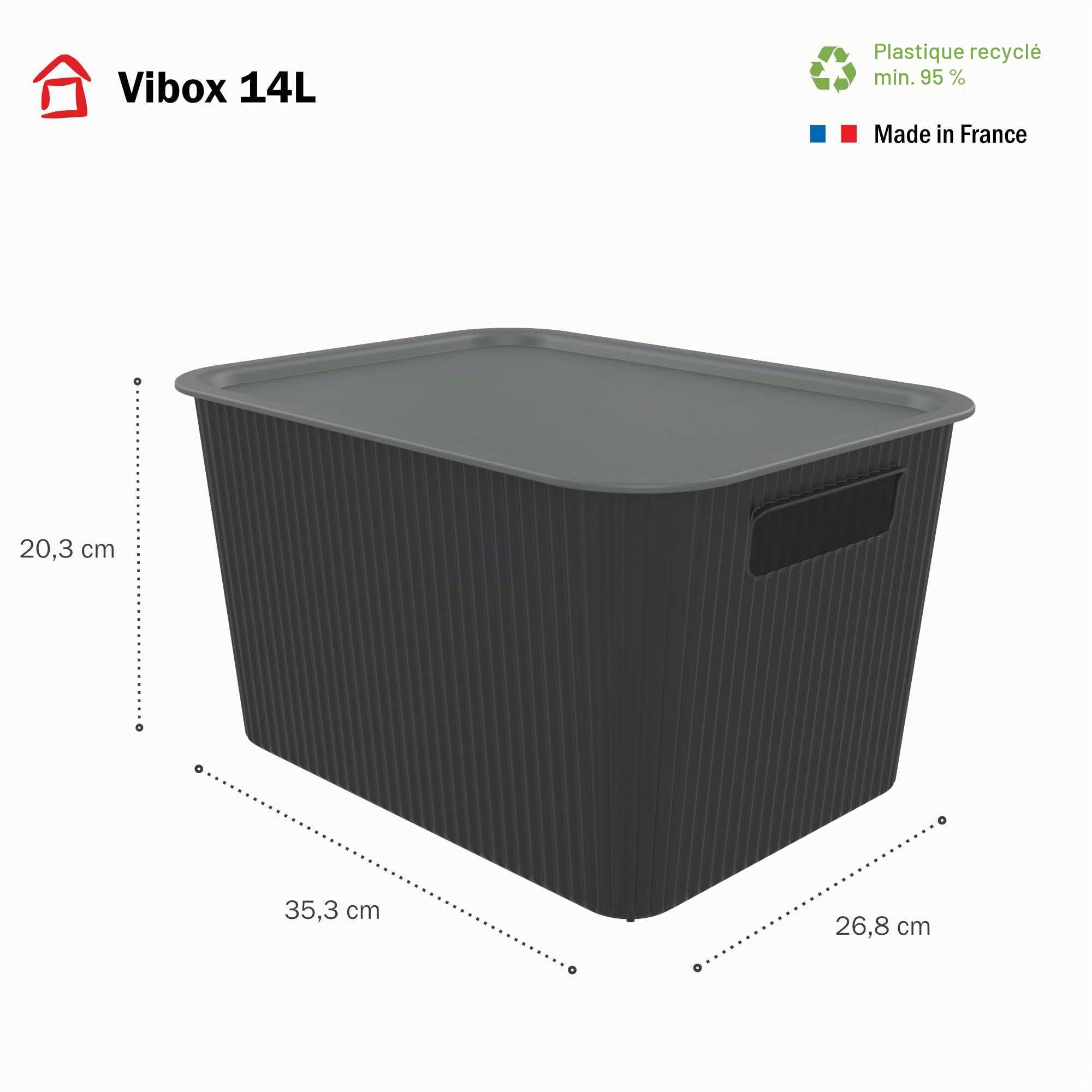 Sundis Vibox, boite de rangement plastique avec couvercle, 14L, x6, noir