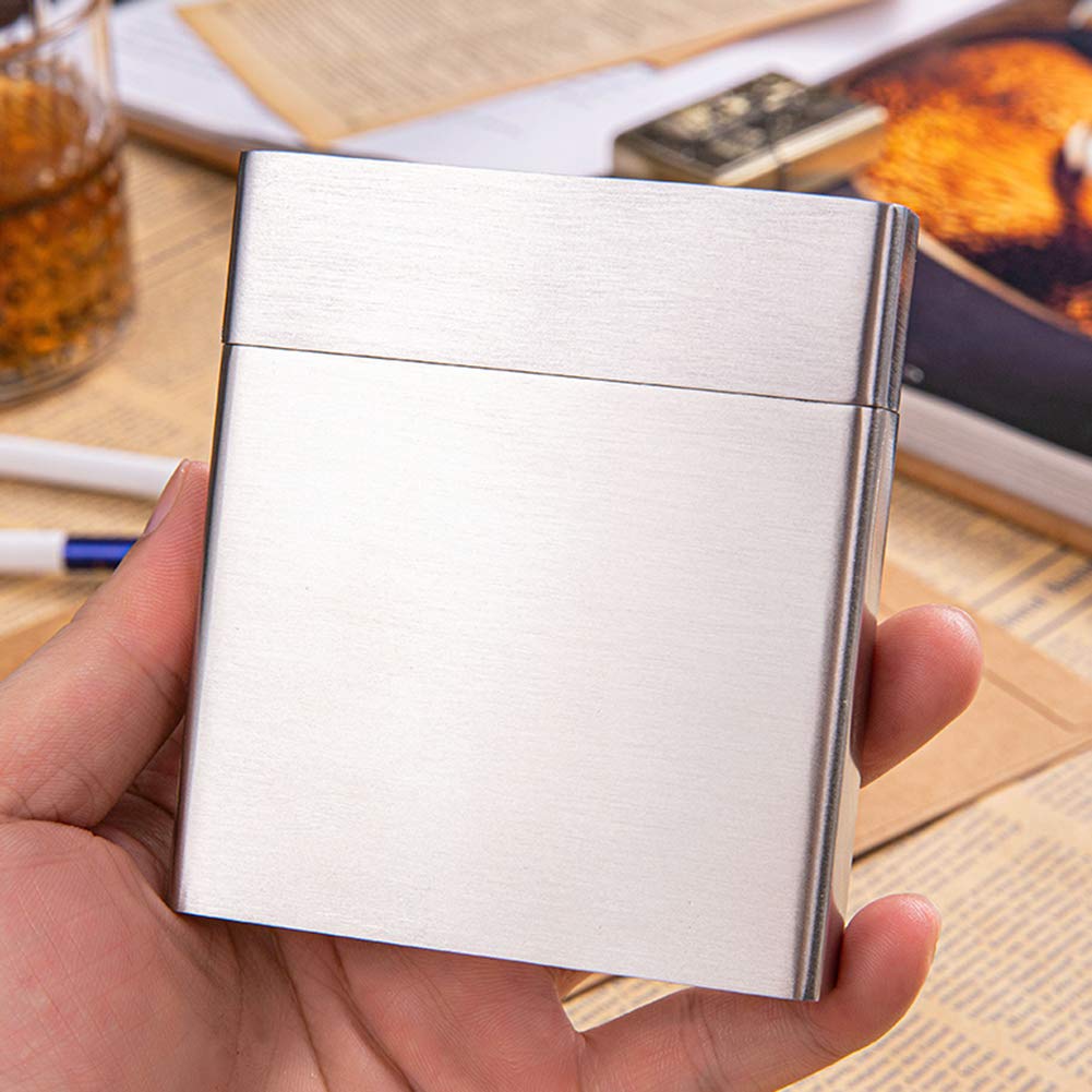 Metal Cigarette Cases Men Creative Personality Clamshell Cigarette Box Portable Ultrathin Stainless Steel Cigarette Case Can Hold 20