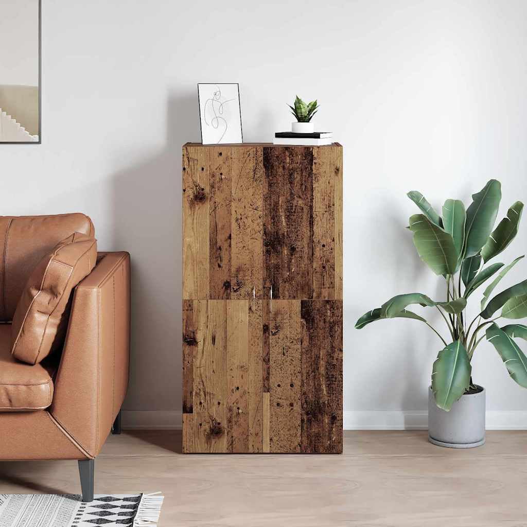 IKAYAA Armadietto in Holz Armadio Porte Battenti Aktenschrank Armadietto per Garage Armadio Ufficio Mobili Ufficio-Legno vecchio-60 x 32 x 115 cm