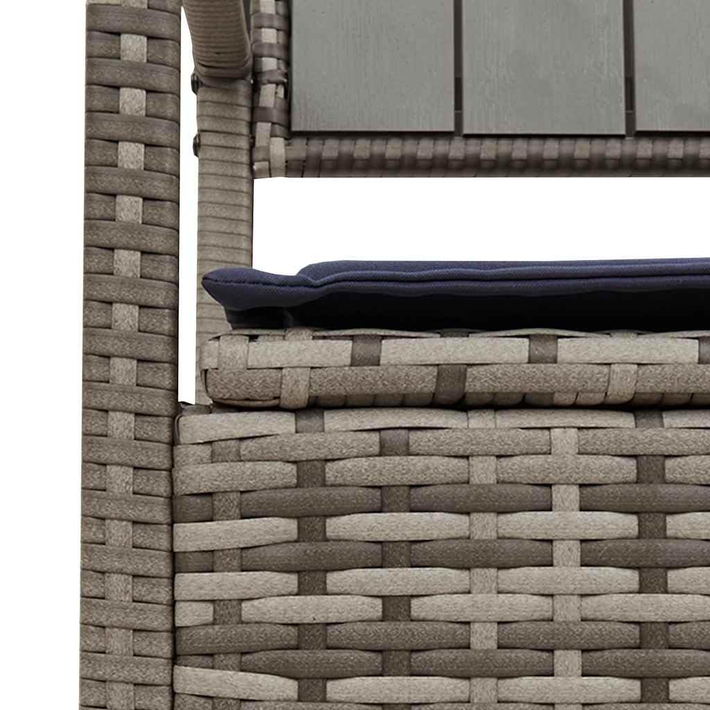 Générique Panca portaoggetti da giardino in rattan PE grigio con cuscino