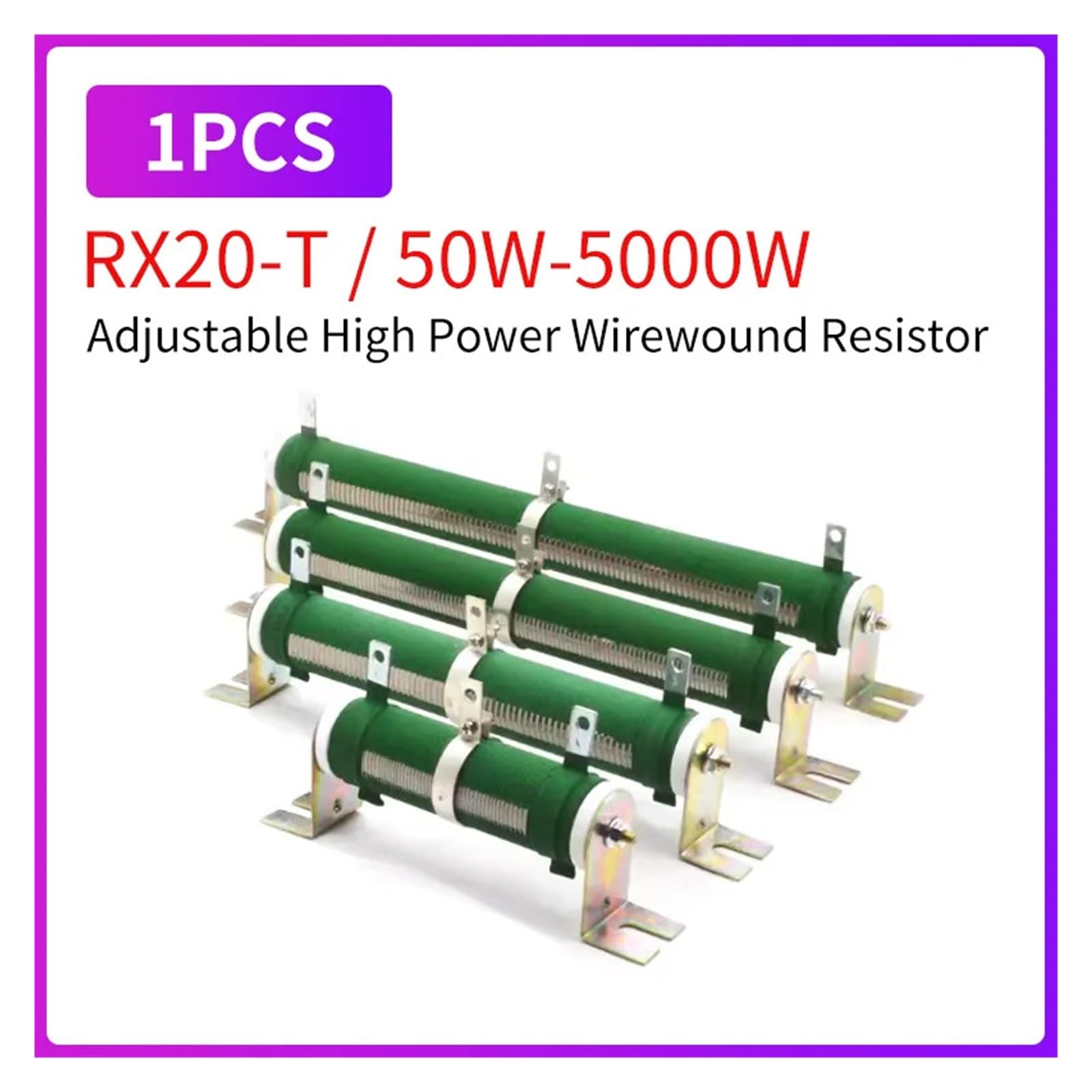 Résistance bobinée réglable RX20T 50 W-5000 W, rhéostat coulissant haute puissance en céramique(500W 50 Ohm)
