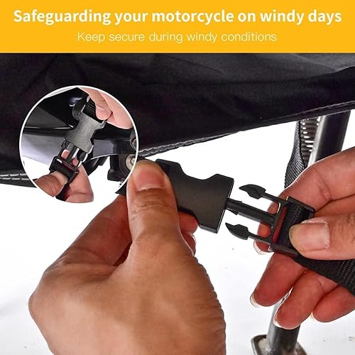 Miniatura 7 de Coverado Funda de motocicleta impermeable, protección para todo tipo de clima, para exteriores, a prueba de rayos UV, con tela ignífuga, apta para
