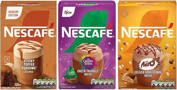 Nescafe Frothy Instant Coffee Sachets Pick Any 3 Packs From 20+ Flavours Inc. Starbucks, Decaf, Salted Caramel, Cappuccino, Latte, Mocha, Skinny, Toffee Nut, vanilla, Coconut, Almond and More.