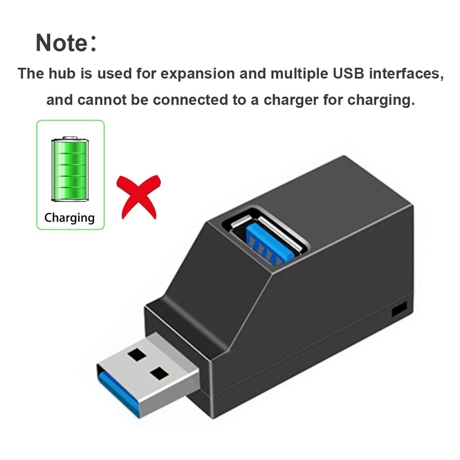 Adattatore hub USB a 3 porte ad alta velocità per PC (nero USB 2.0)