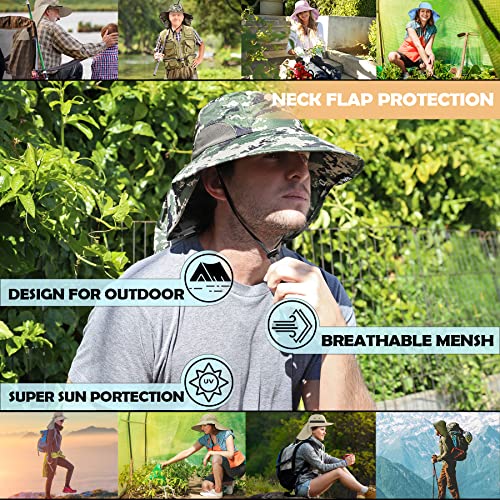 Image of Solaris Sun Hat with Neck Flap, UPF 50 Sun Protection Lightweight Sun Cap for Men Women, Wide Brim Hat for Fishing Hiking