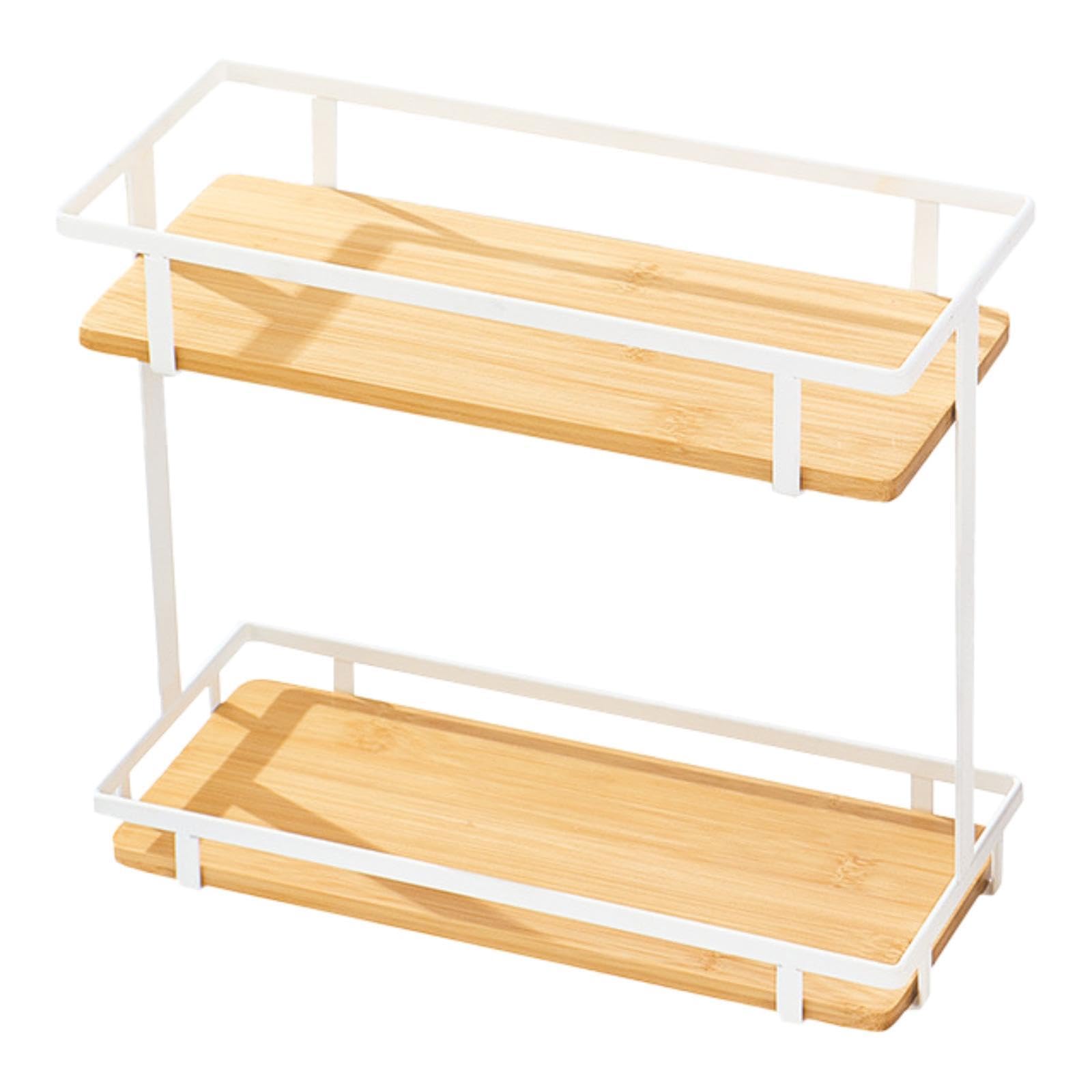 Desktop Storage Rack 2 Layer Bathroom Organizer for Bedroom Apartment Office White Rack-image-16