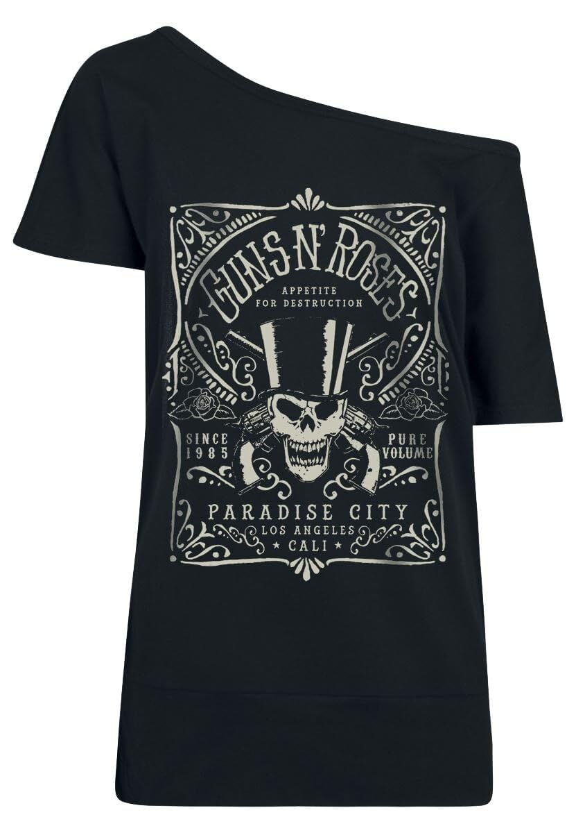Guns N' Roses Paradise City Label Frauen T-Shirt schwarz Band-Merch, Bands