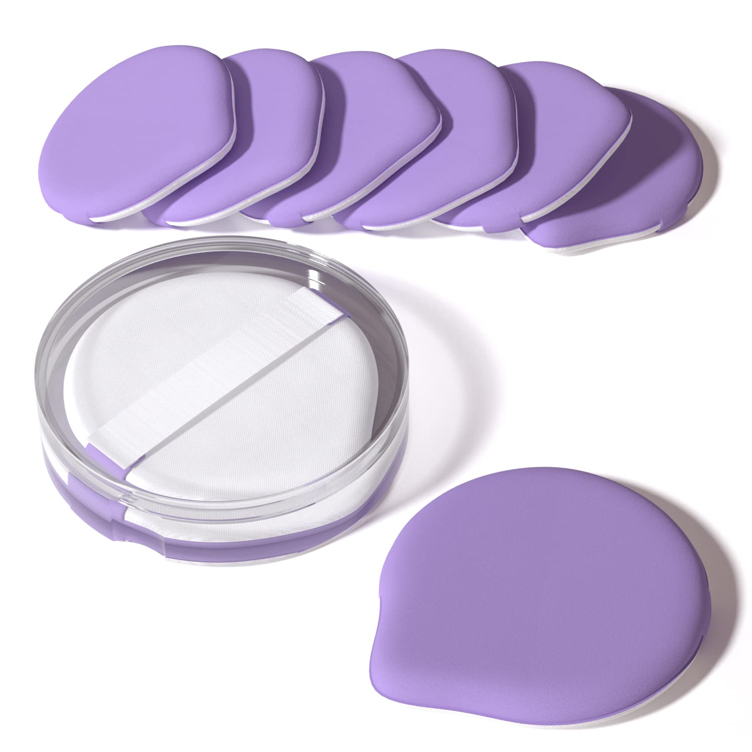 Esponja de maquillaje con forma de gota de agua, 8 unidades, color morado