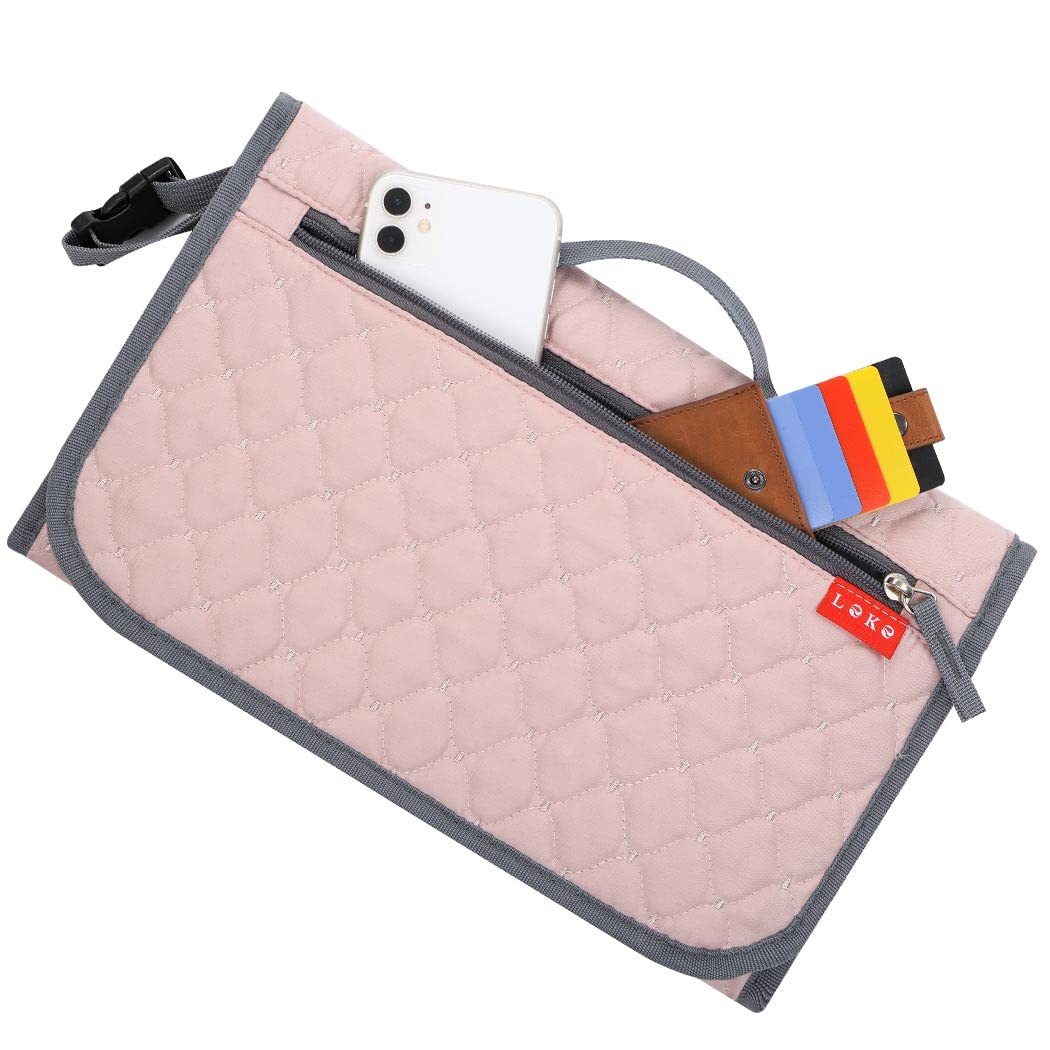 Lekebaby Pieghevole Fasciatoio da Viaggio Neonato Portatile con 3 Scomparti Borsa Pannolini Impermeabile Distributore Stoffe