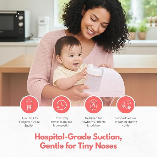 Miniatura 2 de BabySmile – Aspirador nasal para bebé para modelos S-504 | Limpiador nasal eléctrico libre de BPA para mucosidad, moco y mocos | Controles simples y