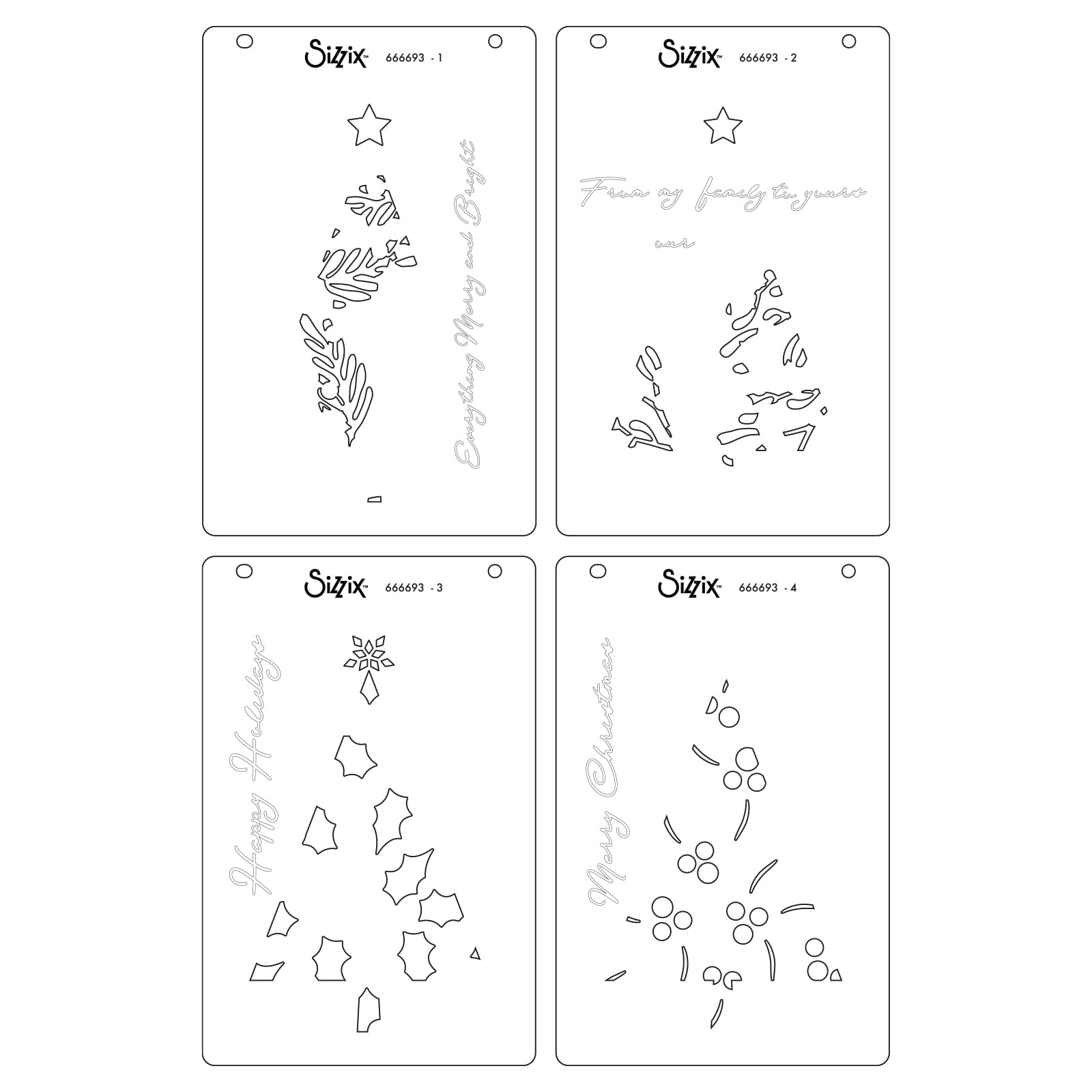 Sizzix A6 Layered Stencils Cosmopolitan Christmas, Happy Holidays by Stacey Park, Multicolor - Image 2