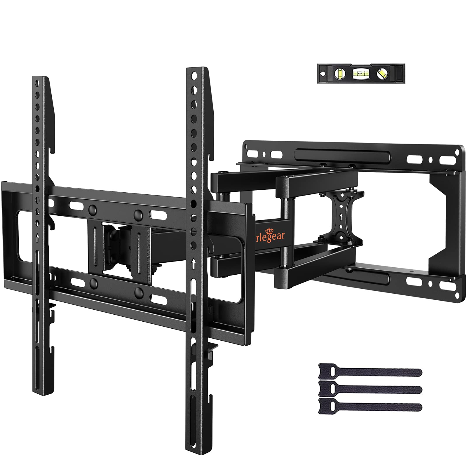 Full Motion TV Wall Mount Bracket Swivel Articulating Extension Tilt Arms for 26-65 inch Flat Curved TVs, Max VESA 400x400mm up to 99lbs,16" Wood Studs,PGMFK4