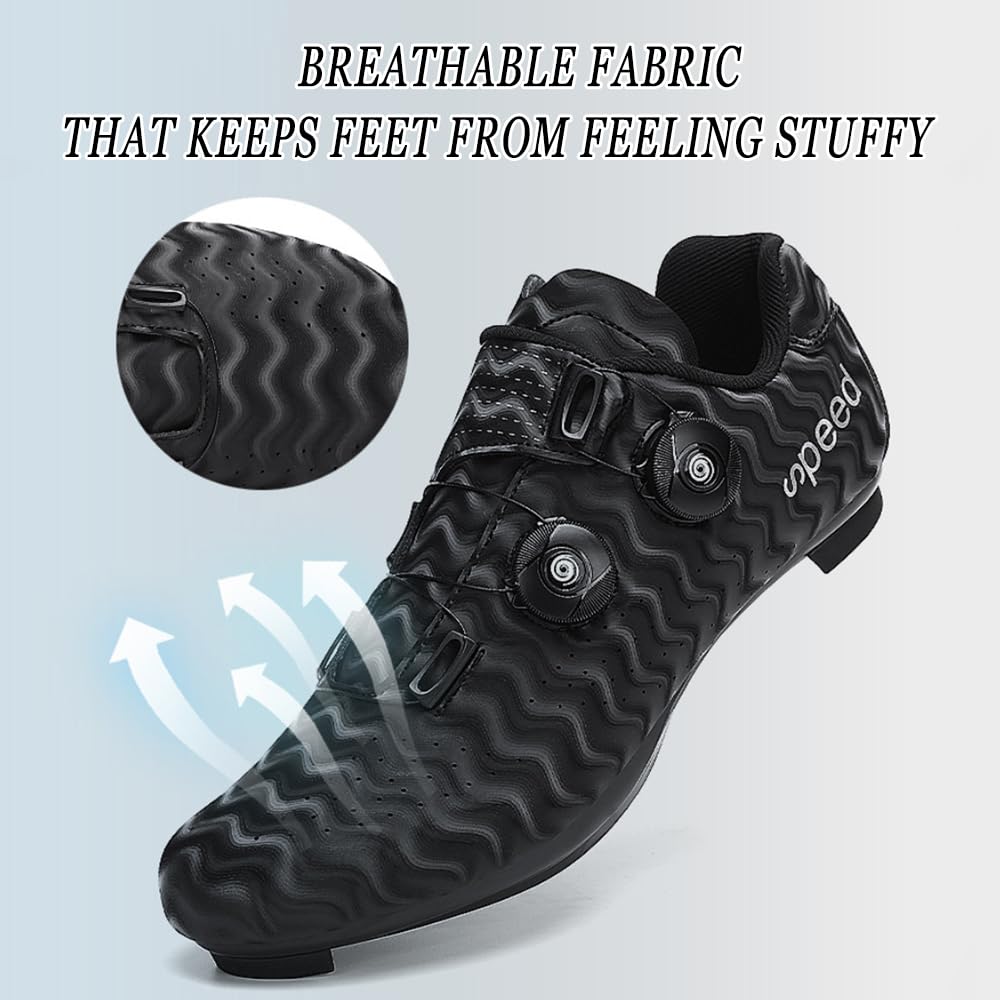 FANSU Scarpe da Ciclismo Uomo e Donna, Scarpe da Bike Dotato a Doppio Allacciamento Rapido, Scarpe da Diclismo Compatibili SPD & SPD-SL per Interni e Esterni