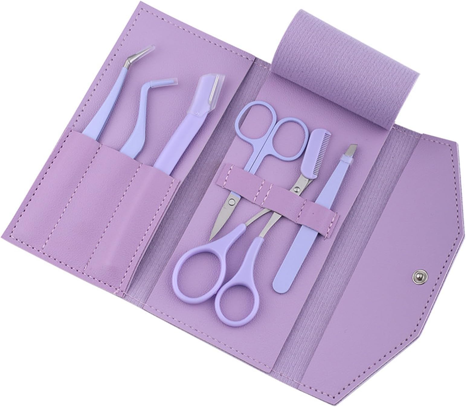 – Tazweeq Eyebrow Grooming Kit for Women, 6 Pcs Brow Tool Kit with Eyebrow Scissors, Tweezers for Facial Hair, Eyebrow Trimmer Razor Facial Hair Shaper Eyebrow Trimming Tool with PU Leather Case Shave