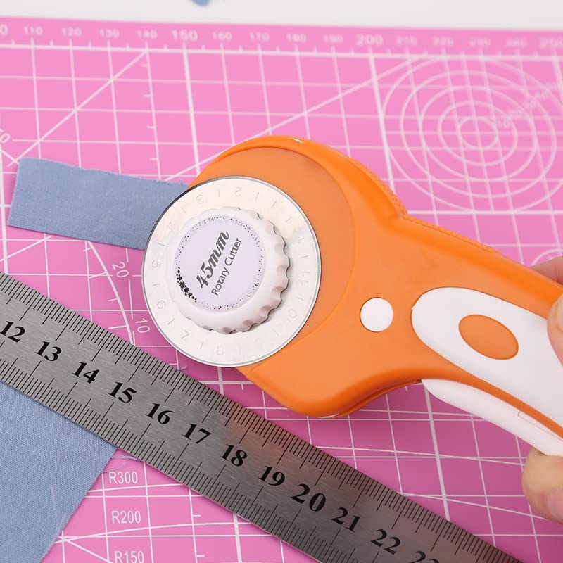 KAOBUY 132Pcs Rotary Cutter Kit 45mm Rotary Cutter Carving Knife A4 Cutting Mat Sewing Pins for Fabric Leather DIY Sewing Craft