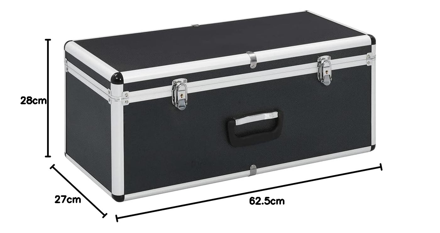 vidaXL 2X Cajas de Almacenamiento Aluminio Maletín Herramienta Taller Bricolaje Ferretería Garaje Organización Almacenamiento Accesorios Negro