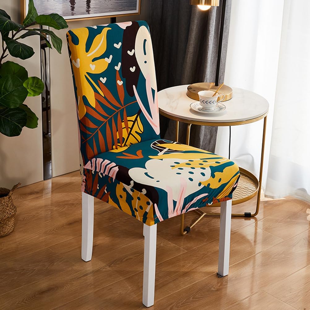 Q,4pcs, Dining Chair Cover Stretch Chair Slipcover Set of 2/4 Removable Washable Dining Chair Protector with Simple Pattern Chair Seat Slipcover for Kitchen Restaurant Hotel