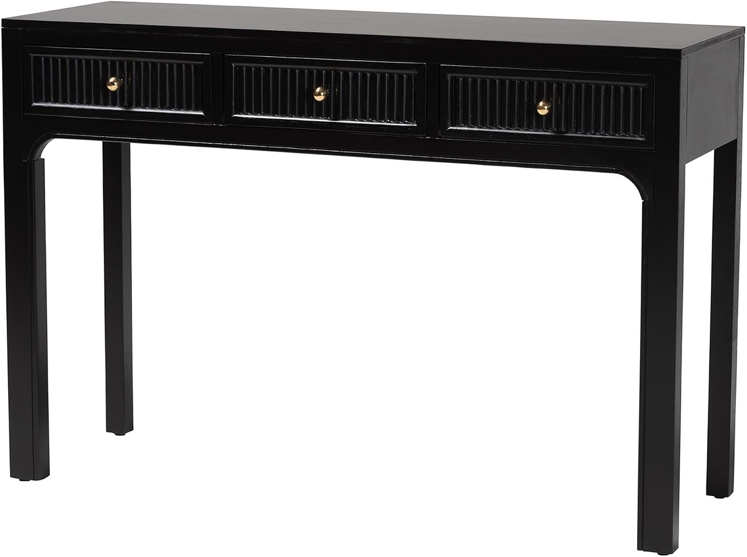 Bali & pari Leah Console Table - 3-Drawer Accent Table with Fluted Wood Detailing for Living Room, Hallway, or Entryway