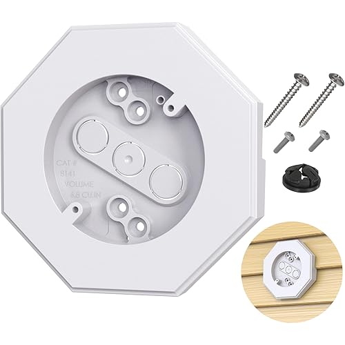 Vinyl Siding Mounting Blocks Kit with Built-in Electrical Box - 8141 Vertical Siding Lamps Mounting Plate - Ideal for 1/2" Lap Siding - White Finish 1 Pack
