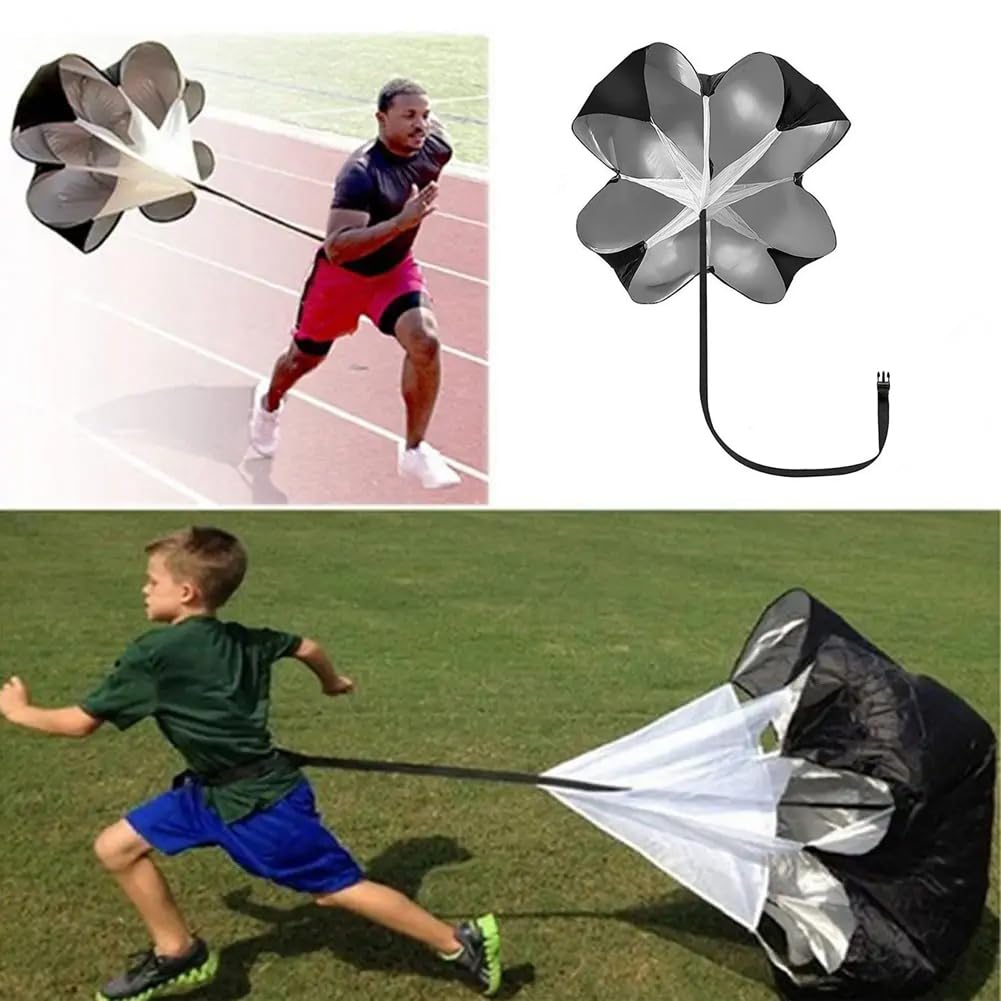 Paracadute da corsa da 142 cm, con cinghie regolabili, attrezzatura da allenamento per resistenza e agilità, attrezzatura per allenamento di velocità per basket per migliorare la potenza e la