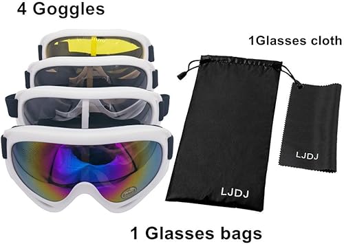 Miniatura 6 de LJDJ Gafas de esquí, paquete de 4, gafas tácticas de combate y motocicleta para snowboard