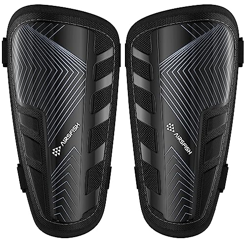 AirsFish Shin Pads Boys Certified Kids with Ankle Protection,High Strength Shin Pads,Breathable Non Slip Extended Adjustable Straps,Protective Football Equipment for Boys and Girls