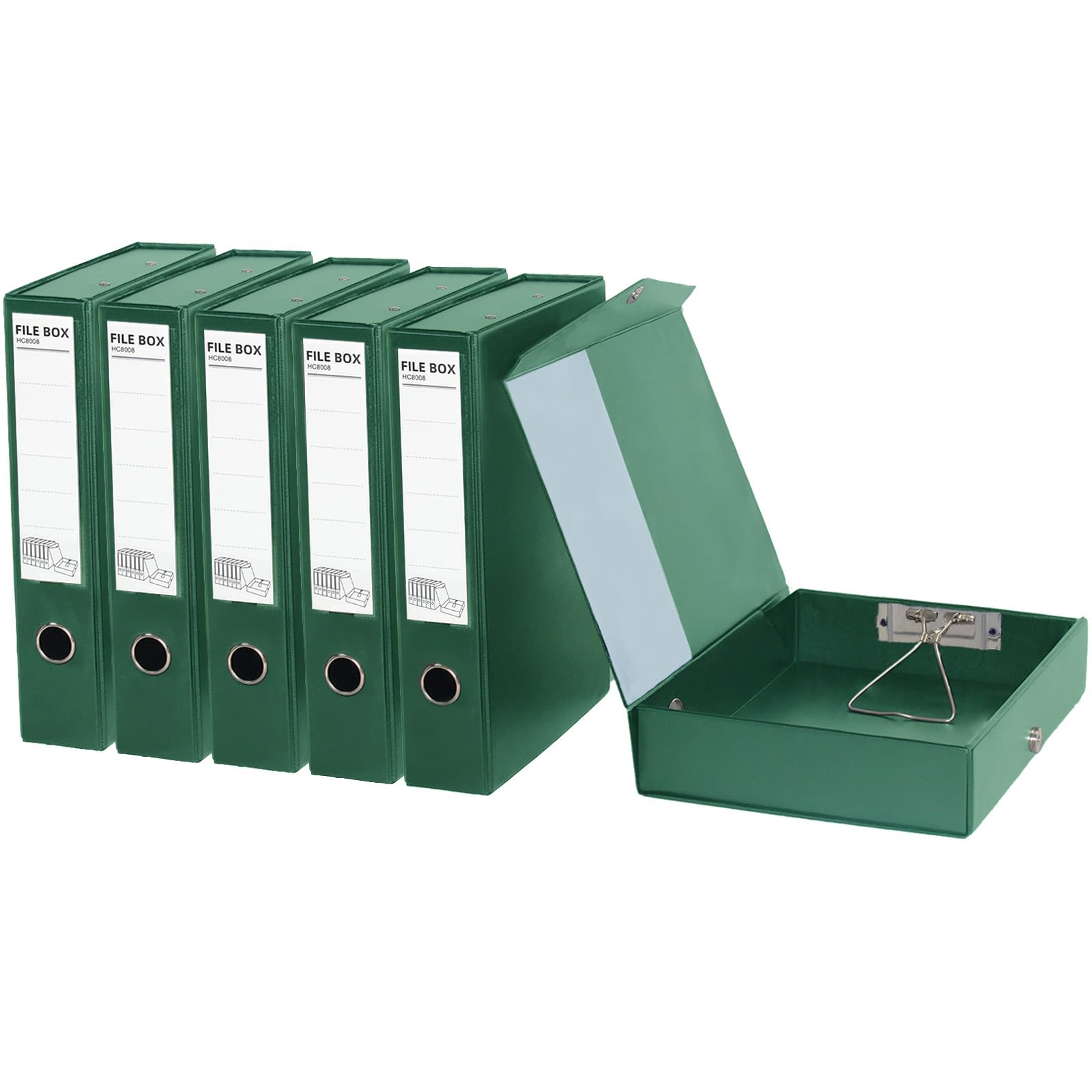 URbantin Box Files with Lock Spring,Plastic A4 Archive Box Folders,6 Pack A4 Document Box File (Green)