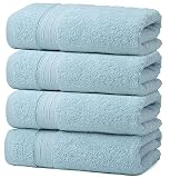 GraceAier バスタオル 綿100% ホテル仕様 4枚セット 大判 60×120cm 高級コーマ糸使用 中厚手 瞬間吸水 速乾 毛羽落ちが少ない 高耐久 部屋干し対応 業務用 家庭用 ギフト