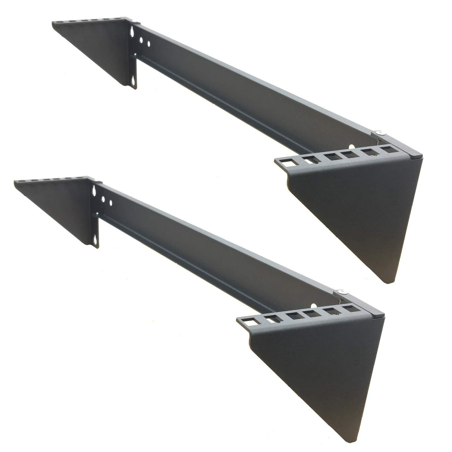 Jingchengmei (2 Pack) 2U Foldable 44 Pounds Loading Vertical Wall Mount Patch Panel Bracket Steel Underdesk Mountable Server Rack for 19inch Network, Server and Data Equipment, Black(2U2PC44P)