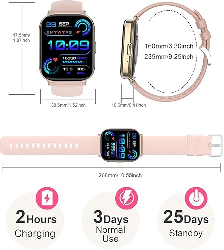 Miniatura 7 de Reloj inteligente, relojes inteligentes HD de 2.01 pulgadas para mujer, reloj de seguimiento de actividad física con monitor de presión