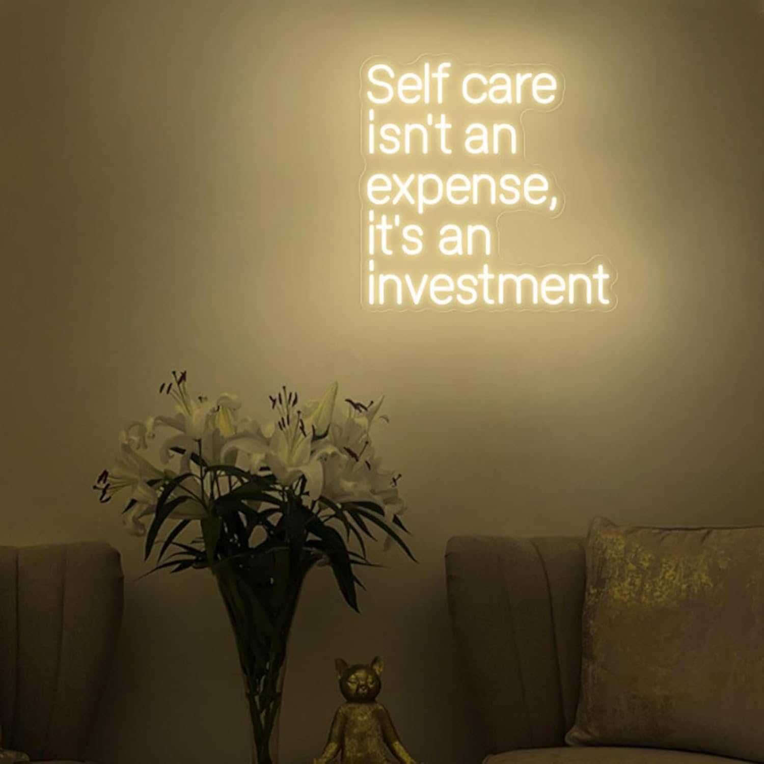 Self Care isn't An Expense, It's An Investment Neon Sign, Lighted Salon Signs, Self Care Clinic Wall Decor, Beauty studio Wall Art Business Sign, 14"x14"