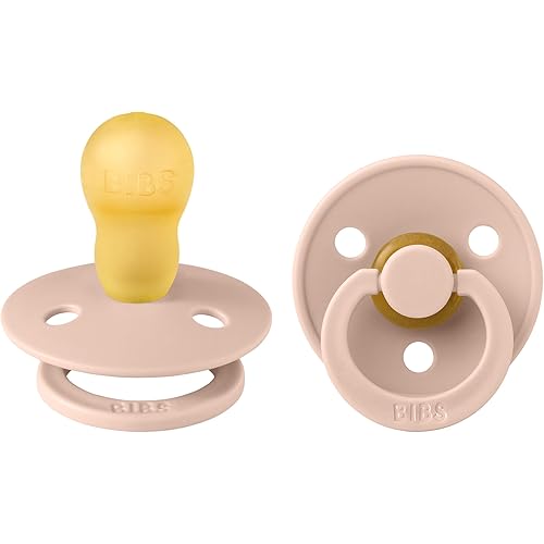 BIBS Pacifiers | Natural Rubber Baby Pacifier | Set of 2 BPA-Free Soothers | Made in Denmark | Blush | Size 18-36 Months