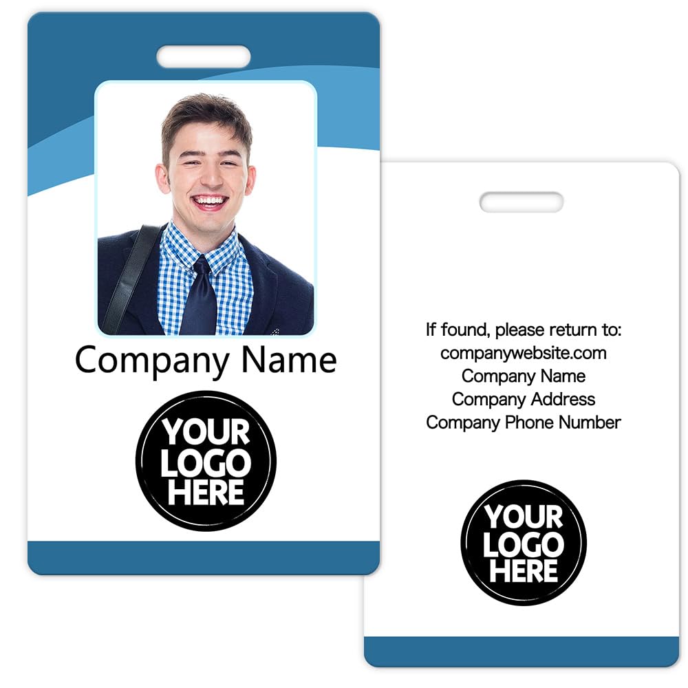 Custom Id Badge Personalized Id Card Identification Badges Bulk Print Photo Name Tag Logo Employee Work Office Volunteer-Verticalcard Style1