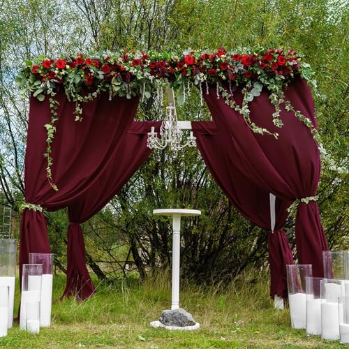 Image of Burgundy Backdrop Curtains 4 Panels 5ft x 10ft Polyester Photo Backdrop Drapes for Wedding Christmas Party Background Decorations 20x10 FT