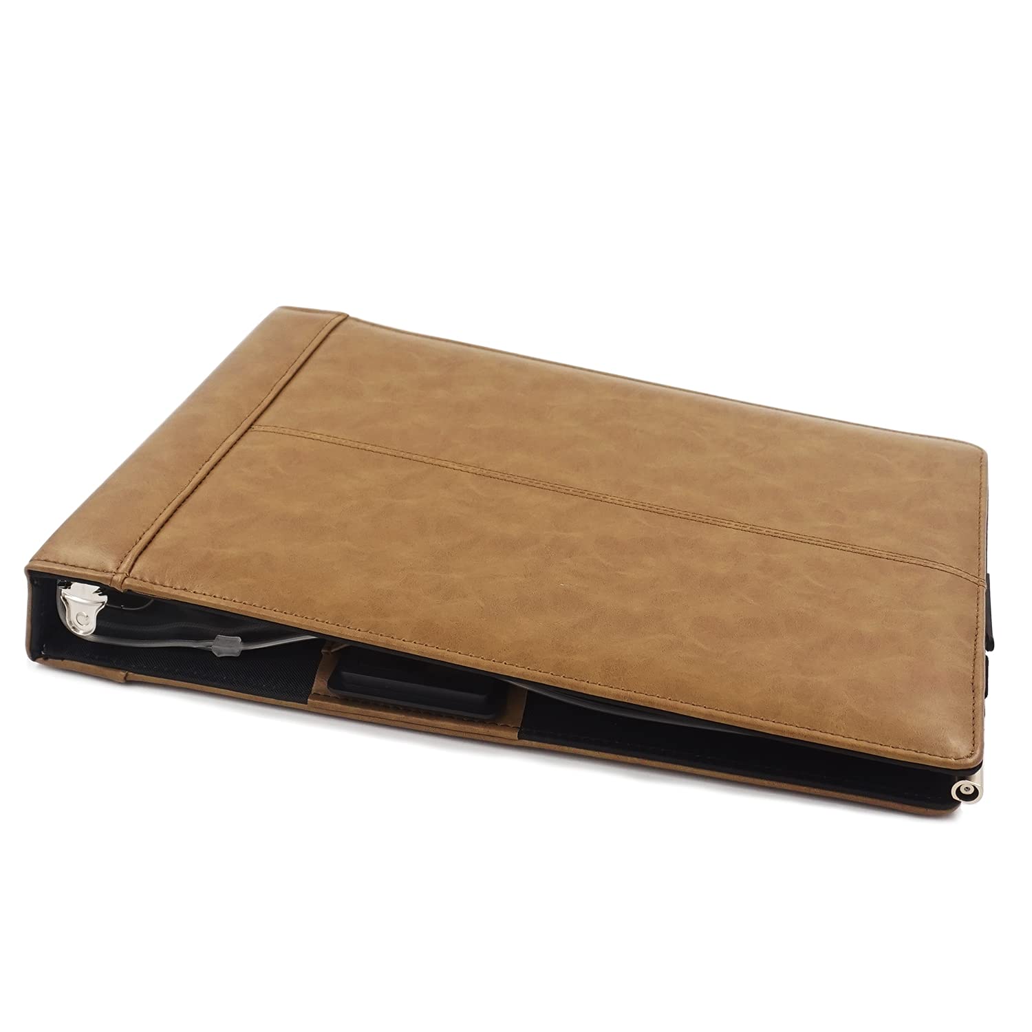 Classeur à carreaux - Look vintage - 7 anneaux avec pochette zippée - Pour feuilles de 22,9 x 33 cm - Capacité : 200 feuilles - 3 par page - Capacité : 600 chèques