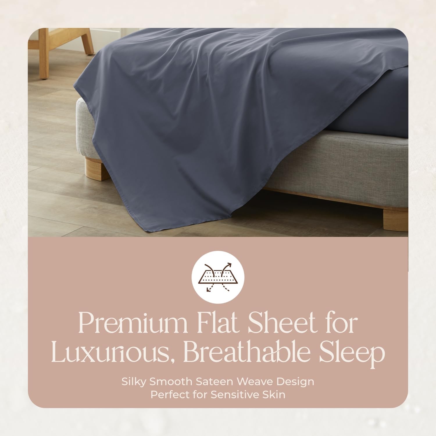 Certified Organic King Flat Sheet Only - 100% Organic Cotton Sheets with Luxurious Soft and Breathable 300 Thread Count Sateen Weave Finish - GOTS & Fairtrade Certified (Mineral, King)