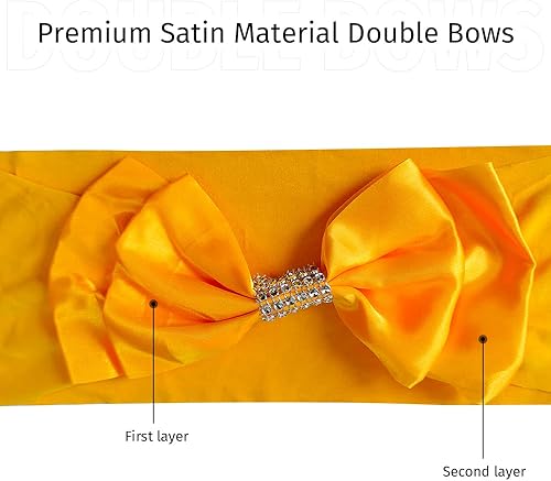 Miniatura 3 de AatT.EASE Bandas de elastano para sillas de boda con lazo para decoración de sillas de boda, bandas de cubierta con lazo para decoración de fiestas