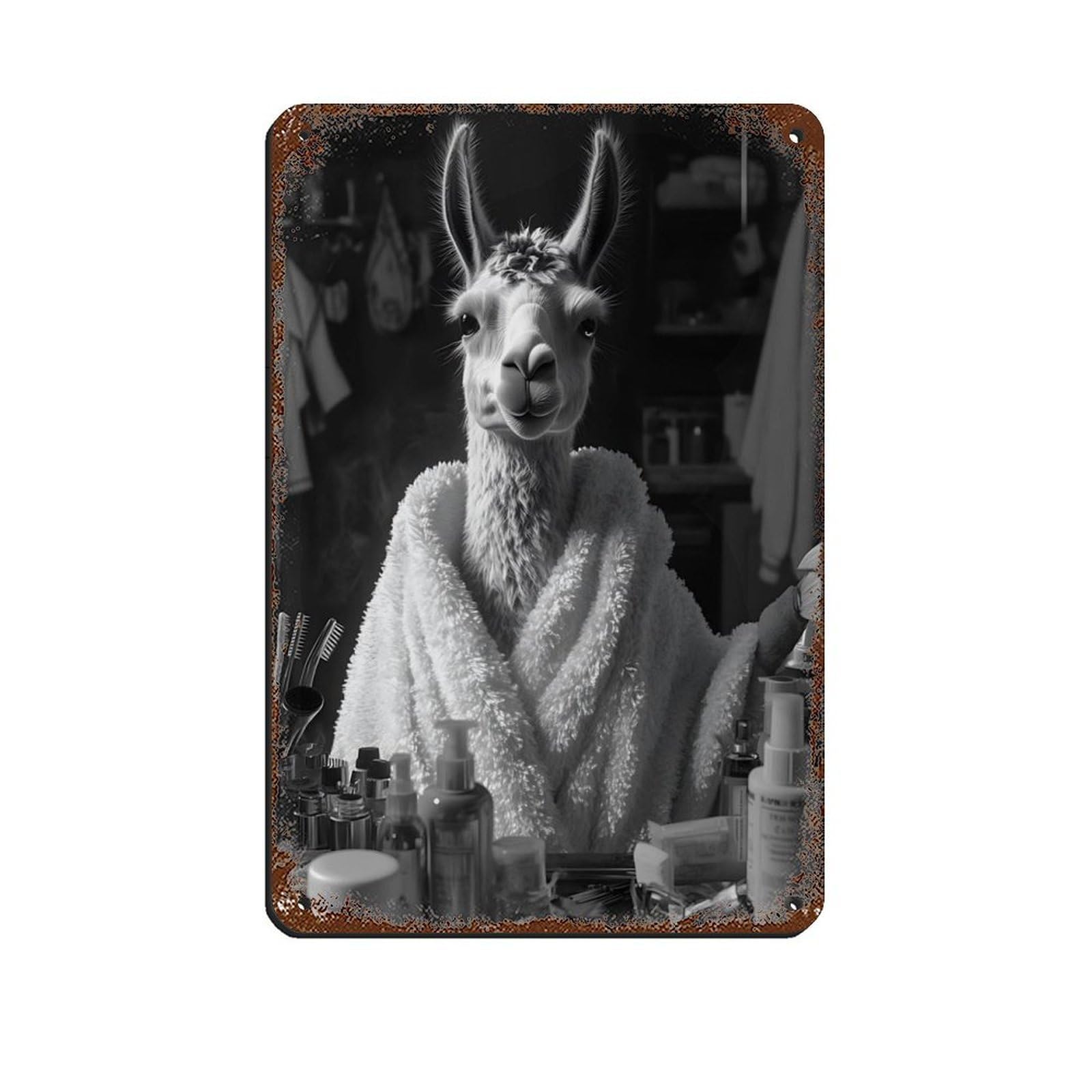 Llama Farm Animal Art Retro Poster Metal Tin Sign Chic Art Retro Iron Painting Bar People Cave Cafe Family Garage Poster Wall Decoration 8x12inch(20x30cm)