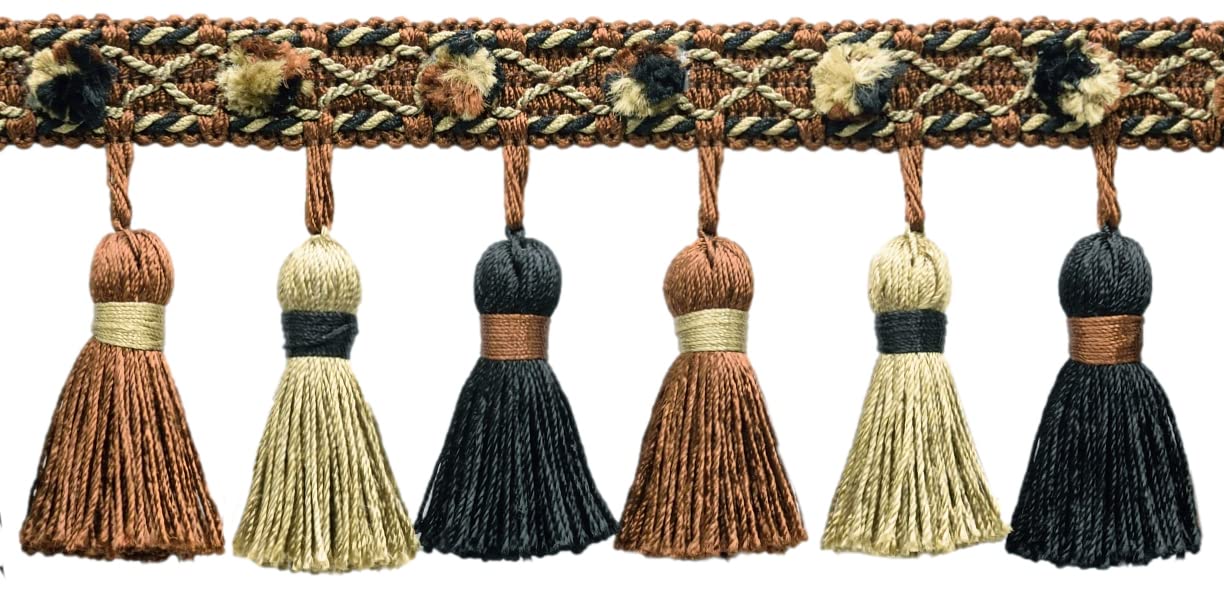 Franges à pompons faites à la main marron biscotti pour une déco chaleureuse