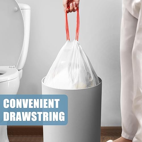 Miniatura 2 de Bolsas de basura pequeñas de 4 galones, sin desgarros con cordón, bolsas de basura blancas sin perfume, 60 unidades