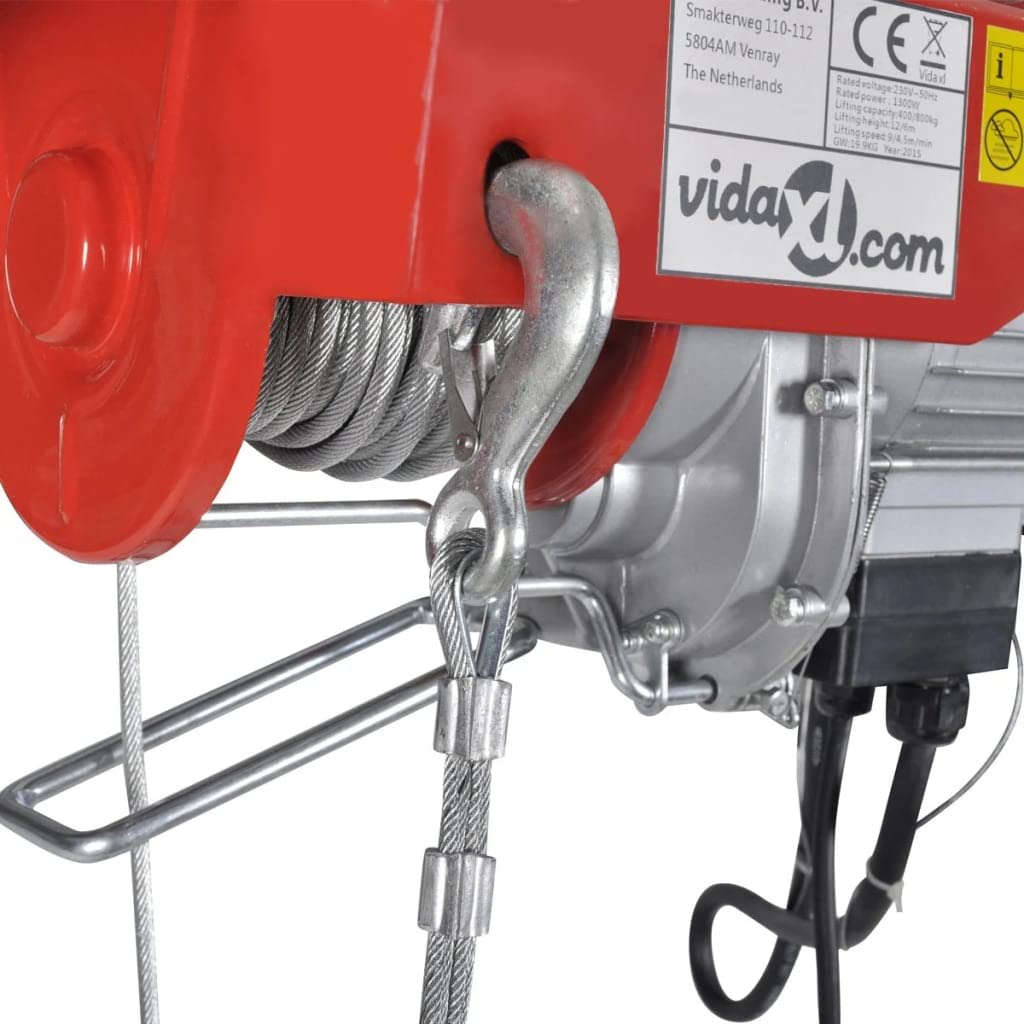 vidaXL Polipasto Eléctrico 1300 W 400/800 KG Cabrestante Grua Tirador Taller
