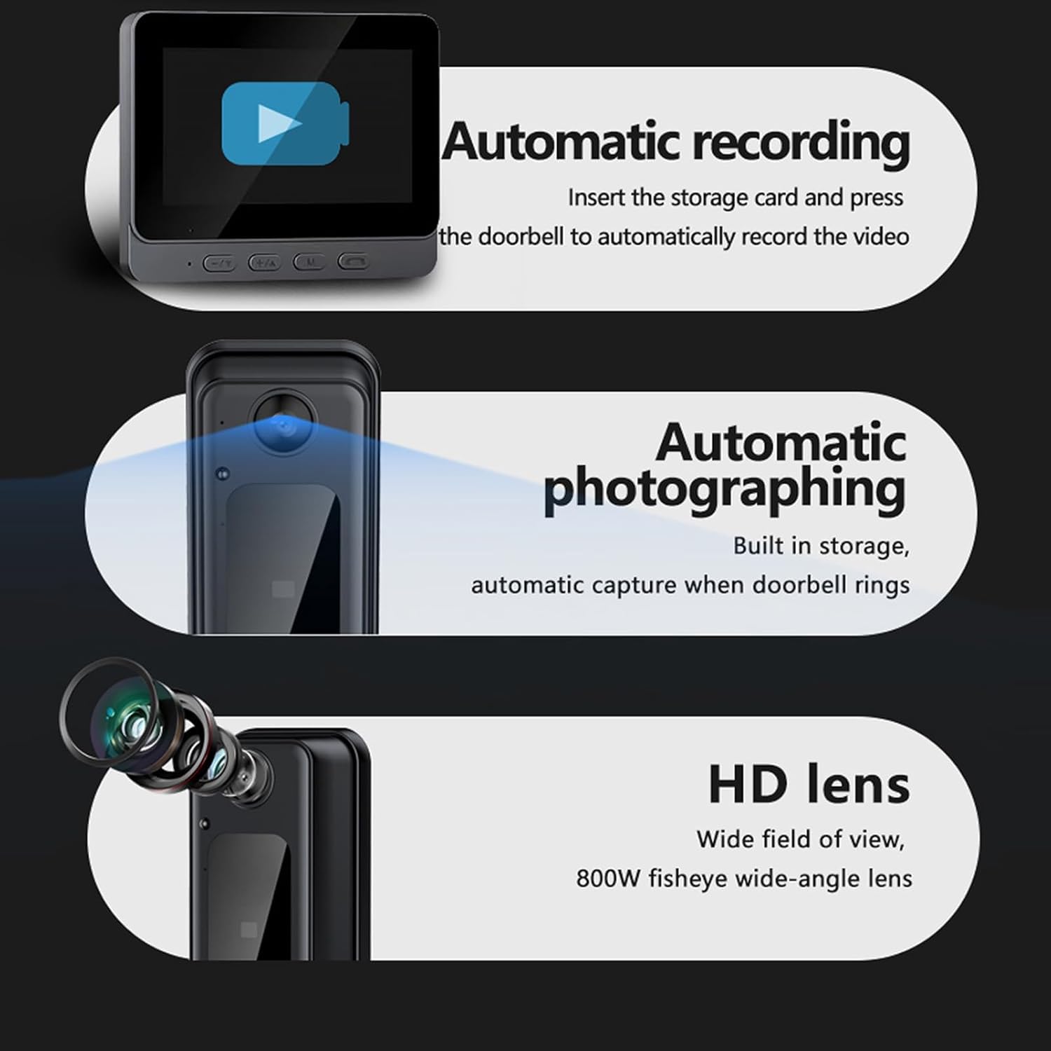 Google Doorbell Camera Camera Doorbell Video Doorbell Intercom System, 8MP  Speaker Microphone Video Doorbell Auto Recording 4.3 Inch HD Screen For  Home Security Doorbell Camera Wired Door Bell Camera