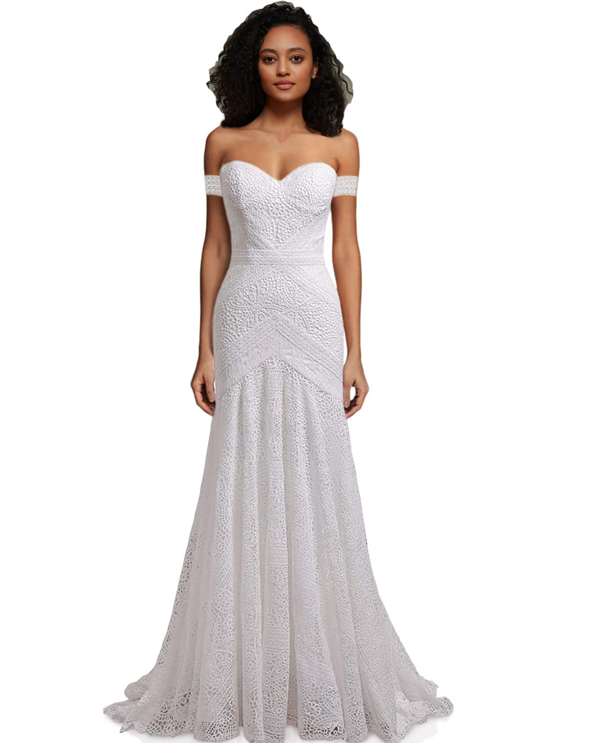 Women's Bohemian Wedding Dresses Sweetheart Mermaid Lace Bridal Gown