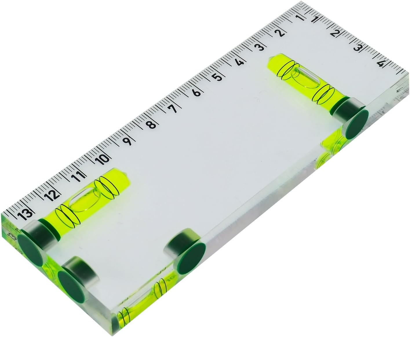 Transparent Rectangular high-Precision L-Shaped Level Integrated Small Household Magnetic Water Level (green, 120 * 51 * 13mm)