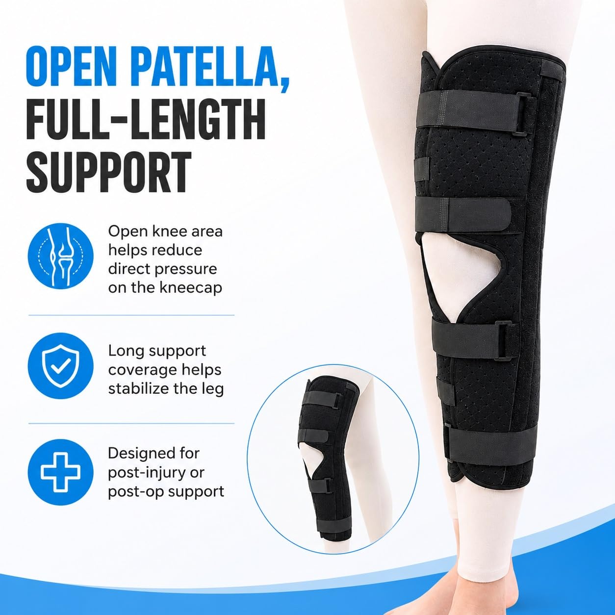 Genérico Rodillera fijación y recuperación Articular, férula Ajustable para fracturas de Pierna para Hombres y Mujeres, inmovilizador ortopédico para osteoartritis, LCA y Soporte de rehabili