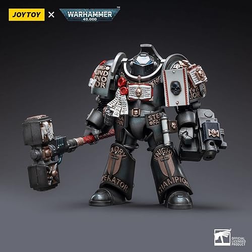 Vista 21 de JOYTOY Warhammer - Figura de acción 40K de caballeros grises de ataque, caballero gris con Psycannon colección de anime, modelo 1/18 de Navidad